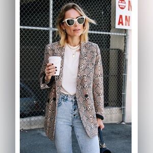 Anine Bing Animal Print Snakeskin Blazer